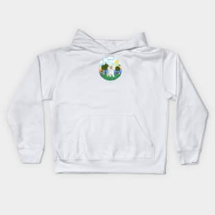 "Happy Day" White Toy Poodle Kids Hoodie